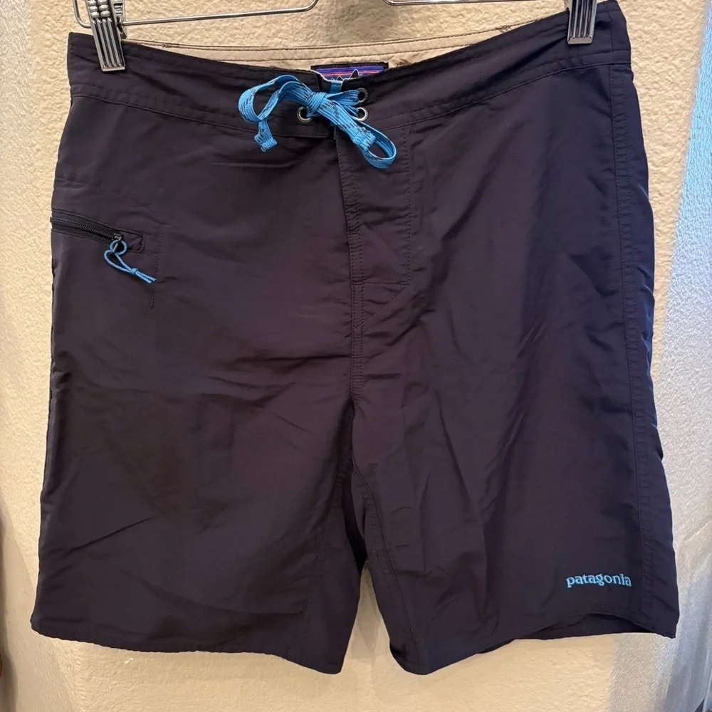 Patagonia Men Dark Navy Embroidered Logo Swim Shorts Size 30